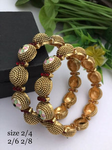 Bracelets traditionnels indiens plaqués or pour femmes, pierre de Pota, motifs complexes inspirés du patrimoine culturel et de l'art intemporel - Product Image 5