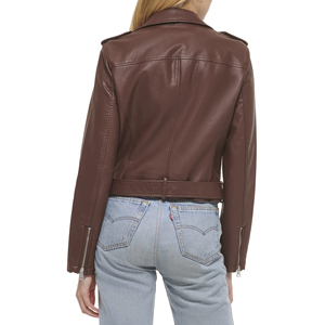 Proveedor de Chaquetas de Cuero Casuales, Fabricante de Abrigos de Cuero para Otoño e Invierno, Chaqueta de Cuero con Cremallera de Manga Larga para Mujer, Diseño Personalizado - Product Image 5