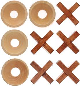 Beau jeu de tic-tac-toe en bois pour garçons, table de jeu et jeu de société classique, bois massif de qualité supérieure, 100 pièces - Product Image 4