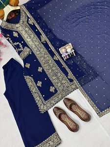 Conjunto de Kurti y Palazzo Recién Lanzado con Elegante Encaje, Vestido Pakistaní de 3 Piezas, Traje Palazzo para Venta de Exportación - Product Image 6
