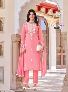 Bordado de algodón indio y paquistaní desgaste del partido Kurti pantalón con Dupatta catálogo de precios al por mayor - Product Image 4