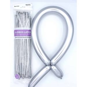 Party Love Latex <b>Balloons</b> 260S <b>Silver</b> Metallic 50pcs Pack For Decoration - Product Image 1
