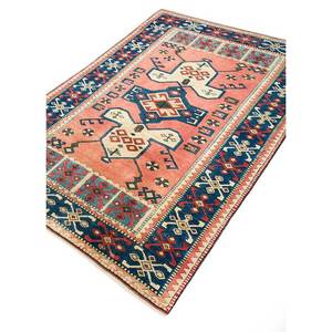 Tapis en laine noués à la main Nuray, motif géométrique abstrait, 9x12, pour couloir, salon, chambre, coloris rouge-orange - Pae-917 - Product Image 2