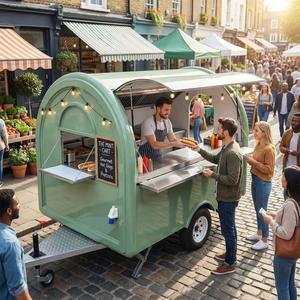 Kiosque à café mobile, chariot de restauration avec cuisine en acier inoxydable pour la vente en plein air lors de festivals - Product Image 3