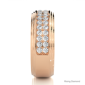 1.04 CTW Round Lab Grown Diamond Half Eternity Set CVD Wedding Band in <b>Rose</b> <b>Gold</b> for <b>Men</b> Anniversary Gift Band - Product Image 4