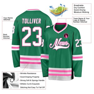 Ensemble de maillot et chaussettes de hockey sur glace personnalisés, design rayé sublimé, tissu mesh durable, logo personnalisé. - Product Image 2