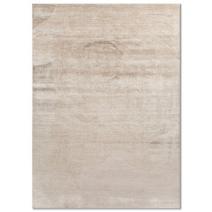 Alfombra Azalea Grande de 9x12 pies, Modelo AKWB-3548, Tejida a Mano con Lana, Bambú y Seda, Color Marfil, Diseño Abstracto Boho para Decoración de Sala de Estar, CS-01 - Product Image 1