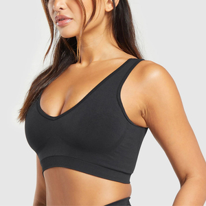 สปอร์ตบราขายดีสำหรับผู้หญิง แบบเรียบง่าย รองรับสูง ระบายอากาศได้ดี พิมพ์ลายโลโก้ด้านหน้า - Product Image 5