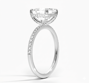Anillo de Compromiso con Diamante Cultivado en Laboratorio, Corte Asscher, Banda con Pavé de Diamantes Redondos Brillantes, Anillo de Boda Clásico para Mujer - Product Image 3