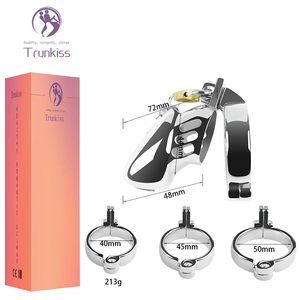 Cage de chasteté en acier inoxydable pour hommes produits pour adultes jouets pour adultes avec anneaux et serrures de différentes tailles dispositif de chasteté jouets de bondage SM - Product Image 1