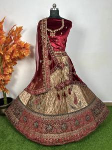 Elégant et moderne multicolore 12 Kali Heavy Jarkan Work Bridal Lehenga Double Dupatta Flair 6M pour fête de mariage traditionnel - Product Image 4