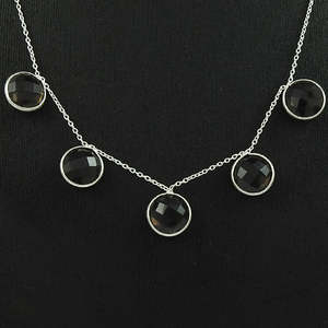 Les bijoux de mariage en argent sterling 925 sont livrés avec cinq colliers de pierres précieuses en quartz fumé pour femmes et filles au prix de gros - Product Image 3