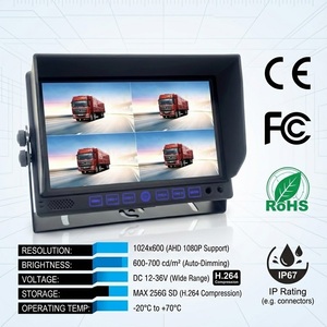 Moniteur DVR tactile IPS 7 pouces à vision nocturne infrarouge |   Enregistreur en boucle 4CH AHD 1080P, <span class=keywords><strong>carte</strong></span> SD 256 Go, système de caméra de recul 12-36V - Product Image 6