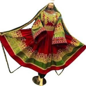 Robe afghane pour femmes, élégante et moderne, faite à la main, broderie complexe, plissée, en tissu de soie, de coton et de mousseline, vibrante et personnalisable - Product Image 1