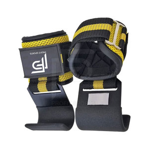 Crochets d'haltérophilie en cuir néoprène robuste avec logo personnalisable avec sangles de soutien de poignet confortables pour la sécurité du fitness en salle de sport - Product Image 5