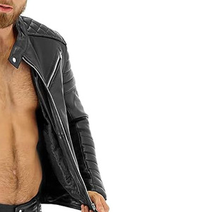 แจ็กเก็ตหนังแท้สำหรับผู้ชายเสื้อแจ็กเก็ตแฟชั่นสำหรับฤดูหนาวซิปเท่สไตล์ไฮสตรีท - Product Image 4