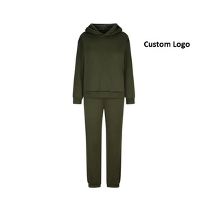 2024 poids lourd 100% coton à capuche et jogger ensemble sweats à capuche et pantalons surdimensionnés ensemble pantalons de survêtement et sweat à capuche personnalisés pour les femmes - Product Image 1