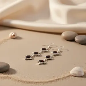 Pendientes de Plata 925 con Granate para Mujer - Joyería Elegante para Uso Diario y Regalo - Product Image 2