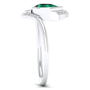 Anillos de Compromiso REYES, Gran Venta, Oro Sólido de 14K y 18K, Corte Pera, Gema Esmeralda de 0.75 Ct con Moissanita, Joyería de Lujo para Mujer - Product Image 3