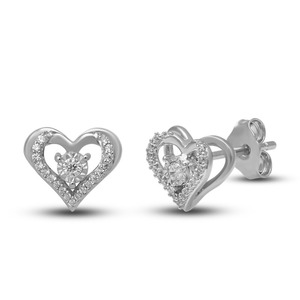 Pendientes de Diamantes Delicados con Forma de Corazón, 0.10 Ct, Diamantes Cultivados en Laboratorio, Oro Sólido de 14K, para Bodas, Compromisos y Fiestas - Product Image 3