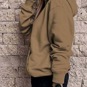 Sweats à capuche décontractés pour femmes à manches longues solide léger pull haut sweat ample avec poche sans ficelle à capuche pour l'hiver - Product Image 3