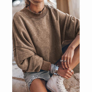 65% Cotton 35% Polyester <b>Long</b> Sleeve Custom Logo Crew Neck <b>Women</b> Oversize Tshirt Oversized <b>Sweatshirt</b> - Product Image 6