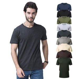 Camiseta de Manga Corta para Hombre, 100% Algodón, Cuello Redondo, Color Sólido, Corte Regular, Informal, Transpirable, Lisa - Product Image 1