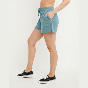 Custom Fashion Athletic High Waist Women's Sweat Shorts Casual Cotton Trunks Logo Breathable Raw Hem Fleece <b>Lounge</b> Wear - Product Image 2