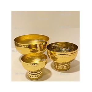 Tazones de Acero Inoxidable para Servir Postres y Frutas con Decoración Dorada de Primera Calidad para Bodas y Hoteles - Product Image 1