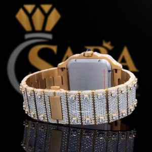 Meilleure Qualité Glacé VVS Moissanite Diamant En Acier Inoxydable Style Hip Hop Montre Élégante Mode De Luxe Mécanique Carré Analogique - Product Image 4