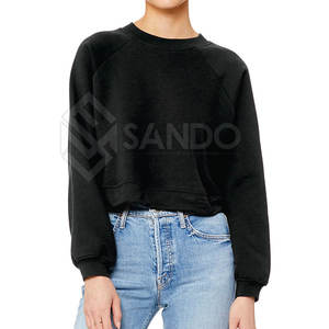 เสื้อสเวตเตอร์ตัวสั้นโอเวอร์ไซส์สำหรับผู้หญิงเสื้อผ้าลำลองคอตตอน100% มีโลโก้ด้านหน้าสำหรับฤดูหนาว - Product Image 3