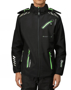 Chaqueta con cremallera Softshell de poliéster transpirable personalizada para hombre, chaqueta de tela ligera a prueba de viento con logotipo personalizado - Product Image 1