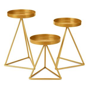 Candelero de Metal recubierto de oro decorativo de mesa para decoración de boda, soporte de pilar de vela de hierro, vela de diseño Simple - Product Image 5