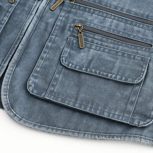 Gilet en jean décontracté dernier cri pour hommes sans manches avec poches sur la poitrine et sur le côté Gilet en jean respirant pour hommes - Product Image 6