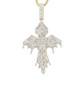 Pendentif de luxe en argent sterling 925 pour femme, design bureau/carrière, personnalisable, bijoux de mariage et de fiançailles, moissanite glacée, motif argent - Product Image 2