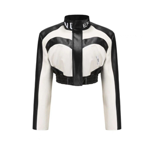 Chaqueta Bomber elegante Vintage de otoño para mujer, nueva moda, chaqueta de cuero PU Borgoña, abrigo con Logo, manga larga, Reversible, teñido liso - Product Image 1