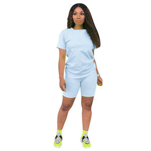 OEM Casual Women 2 Piece Sets Summer Custom logo Custom Logo Matching Zip up Sports Short Sleeve Pants Two Piece Women - Product Image 2
