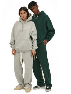 ชุดวอร์มผ้าฝ้ายแบบสตรีท2ชิ้นสำหรับผู้ชายชุดวอร์มแบบมีฮู้ดและกางเกงออกแบบโลโก้ได้ตามต้องการ - Product Image 3