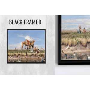 Tableau imprimé sur toile : reproduction élégante d'art égyptien, peinture du Nil, 1P Blackframedcanvas - Product Image 1