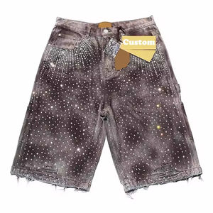 Pantalones Cortos Vaqueros de Mezclilla Holgados para Hombre, de Alta Calidad, con Bordado de Grafiti, Estilo Veraniego, de Marca Moderna - Product Image 1