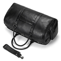 Sac de voyage en cuir, sac de week-end, fermeture à glissière, durable, noir