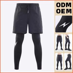 Vente chaude Leggings pour hommes vêtements de sport Vente en gros Vêtements de sport 2 pièces pour hommes fitness couleur unie Vêtements de sport collants - Product Image 2