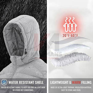 Veste matelassée à capuche pour hommes OEM Manteau d'hiver léger isolé à capuche amovible résistant à l'eau Poignets élastiques ajustables - Product Image 4