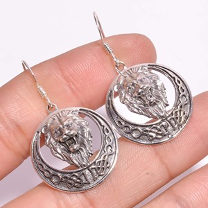 Pendientes de Tigre de Plata de Ley 925, accesorio de joyería colgante fino clásico para venta al por mayor - Product Image 3