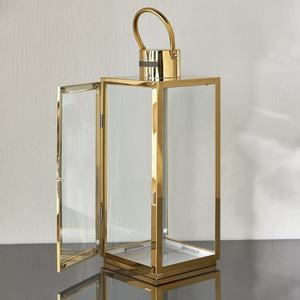 Dernières décorations pour la maison, bougeoir en métal doré brillant classique et durable, panneaux en verre pour Noël - Product Image 2