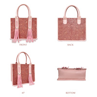 Sac fourre-tout de luxe en cuir PU rose à motifs floraux en relief, style bohème occidental avec franges et pompons, fabrication OEM personnalisée, vente en gros