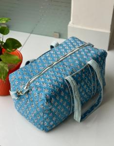 Vintage Boho Beach Duffle <b>Bag</b> Custom Floral Quilted Cotton Overnight Shoulder Travel Tote Luxury Weekender <b>Groomsmen</b> <b>Gift</b> Zipper - Product Image 1