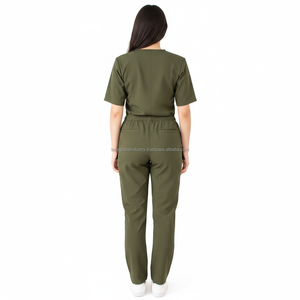 Modern Unisex V-Neck Lightweight Knitted Medical Nursing <b>Scrub</b> <b>Set</b> OEM Custom Healthcare Uniform - Product Image 3