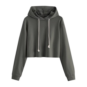 Sudaderas Cortas con Capucha para Mujer, Sudaderas de Manga Larga con Capucha, Estilo Informal, con Bolsillo, para Invierno, con Logotipo Frontal - Product Image 4