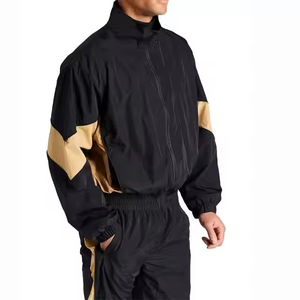 Alta calidad para hombres Nylon Joggers Conjuntos Entrenamiento OEM Logotipo personalizado Poliéster Nylon Cremallera Dos piezas Jogger Windbreaker Set - Product Image 5